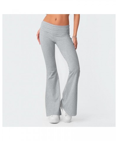 Flare Pants for Women 2024,Women's Fashion Slim Fit Low Waist Elastic Flare Yoga Pants Light Gray $9.85 Activewear