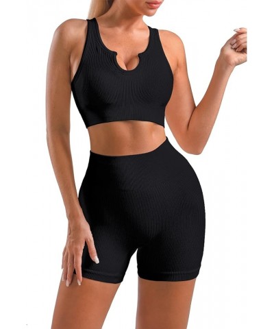 Workout Sets for Women 2 Piece Yoga Outfits Set Workout Tracksuits Sports Bra High Waist Legging 1801 St Bk $11.19 Activewear