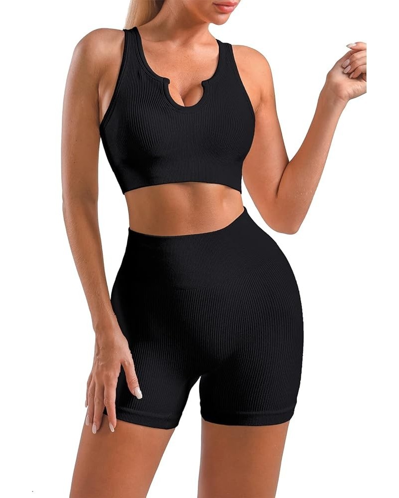 Workout Sets for Women 2 Piece Yoga Outfits Set Workout Tracksuits Sports Bra High Waist Legging 1801 St Bk $11.19 Activewear