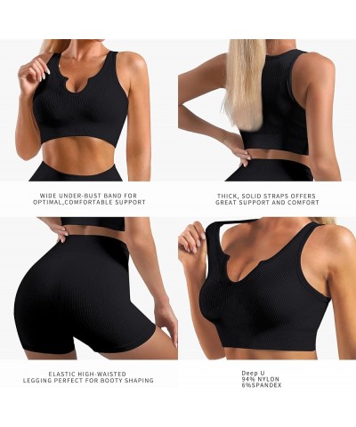 Workout Sets for Women 2 Piece Yoga Outfits Set Workout Tracksuits Sports Bra High Waist Legging 1801 St Bk $11.19 Activewear