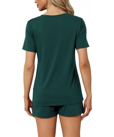 Women's Short Sleeve Pajama Sets with Pockets Casual V Neck 2 Piece Lounge Sets S-3XL 16-dark Green $13.06 Sleep & Lounge