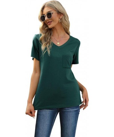 Women's Short Sleeve Pajama Sets with Pockets Casual V Neck 2 Piece Lounge Sets S-3XL 16-dark Green $13.06 Sleep & Lounge