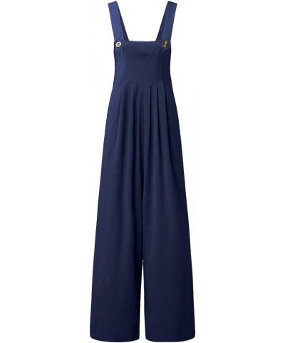 Womens Jumpsuits Dressy Women's Sleeveless Loose Rompers Casual Stretchy Wide Leg Jumpsuits Baggy Overalls Pockets Blue $5.54...