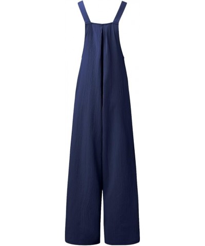 Womens Jumpsuits Dressy Women's Sleeveless Loose Rompers Casual Stretchy Wide Leg Jumpsuits Baggy Overalls Pockets Blue $5.54...