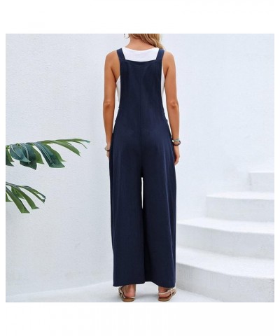 Womens Jumpsuits Dressy Women's Sleeveless Loose Rompers Casual Stretchy Wide Leg Jumpsuits Baggy Overalls Pockets Blue $5.54...