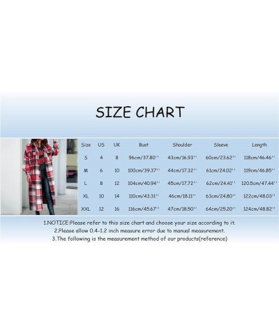 Plaid Shacket Womens,Womens Flannel Plaid Shirts Roll Up Long Sleeve Pockets Mid-Long Casual Boyfriend Shirts Red $15.38 Blouses