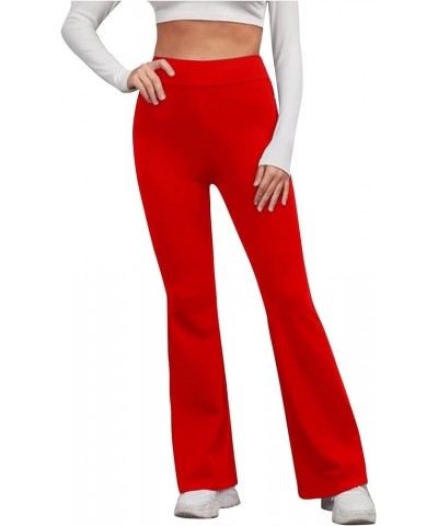 Yoga Pants with Pockets for Women Trendy Crossover Flare Leggings High Waist Casual Workout Bell Bottom Leggings G03-red $6.2...