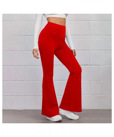 Yoga Pants with Pockets for Women Trendy Crossover Flare Leggings High Waist Casual Workout Bell Bottom Leggings G03-red $6.2...