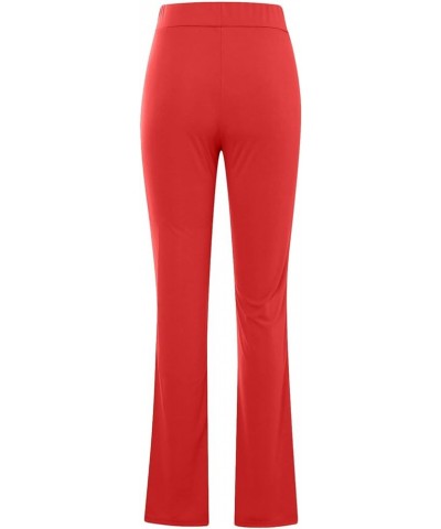 Yoga Pants with Pockets for Women Trendy Crossover Flare Leggings High Waist Casual Workout Bell Bottom Leggings G03-red $6.2...