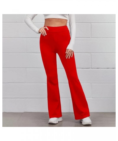 Yoga Pants with Pockets for Women Trendy Crossover Flare Leggings High Waist Casual Workout Bell Bottom Leggings G03-red $6.2...