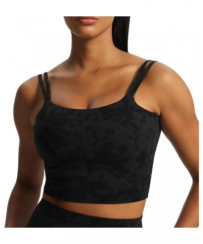 Women's Workout Sports Bras Fitness Padded Backless Yoga Crop Tank Top Twist Back Cami Cloud Black $17.27 Lingerie