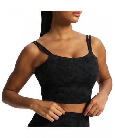 Women's Workout Sports Bras Fitness Padded Backless Yoga Crop Tank Top Twist Back Cami Cloud Black $17.27 Lingerie