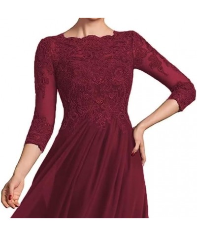 3/4 Long Sleeves Mother of The Bride Dresses for Wedding Lace Applique Chiffon Formal Dresses for Women Evening Dusty-rose $3...