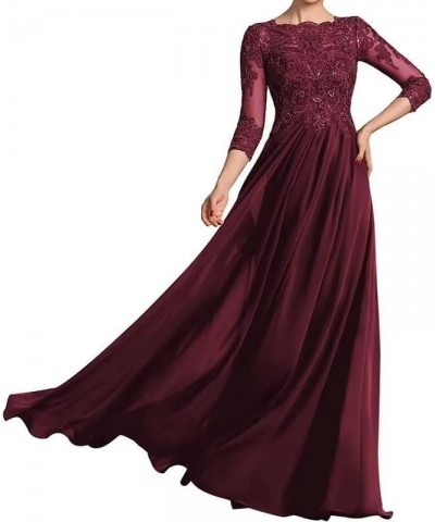 3/4 Long Sleeves Mother of The Bride Dresses for Wedding Lace Applique Chiffon Formal Dresses for Women Evening Dusty-rose $3...