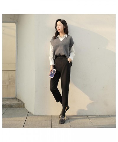 Women's Classic Fit Straight Leg Suit Pant High Waist Elastic Trousers Dress Pants Black Short $17.46 Pants