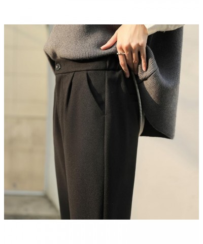 Women's Classic Fit Straight Leg Suit Pant High Waist Elastic Trousers Dress Pants Black Short $17.46 Pants