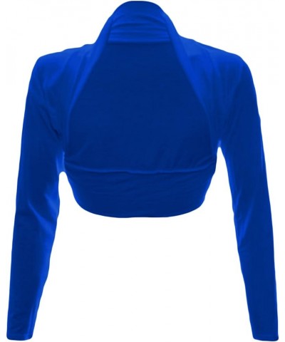 Womens Long Sleeve Boleros Shrugs Crop Cardigan Royal Blue $5.77 Sweaters