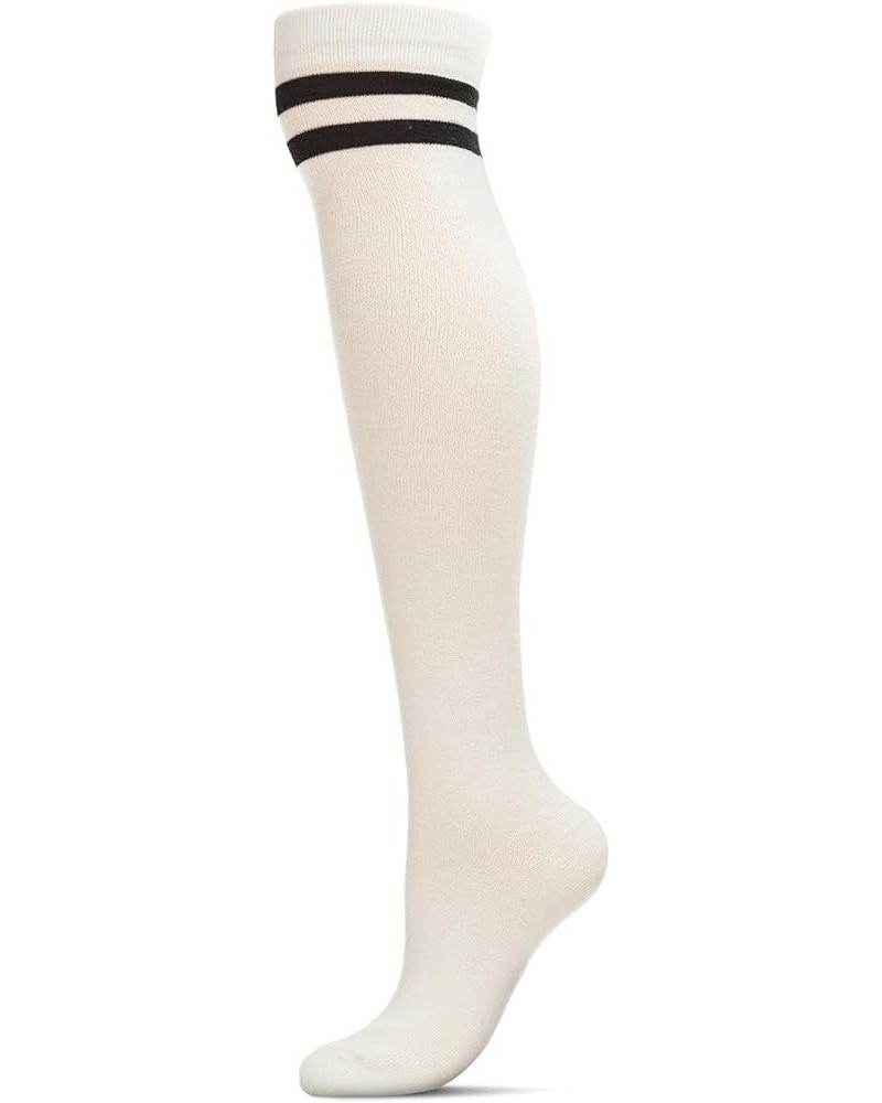 Top Stripe Cashmere Blend Over The Knee Warm Socks Winter White $13.44 Socks