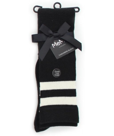 Top Stripe Cashmere Blend Over The Knee Warm Socks Winter White $13.44 Socks