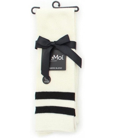 Top Stripe Cashmere Blend Over The Knee Warm Socks Winter White $13.44 Socks