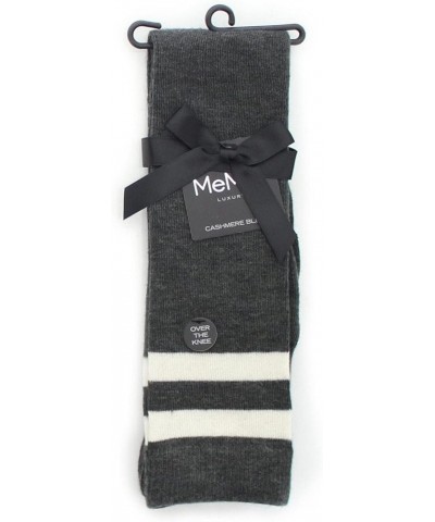 Top Stripe Cashmere Blend Over The Knee Warm Socks Winter White $13.44 Socks