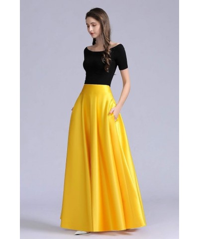 Diydress Women's Long Satin Maxi Skirt Floor Length High Waist Fomal Prom Party Skirts with Pockets Peach $23.75 Skirts