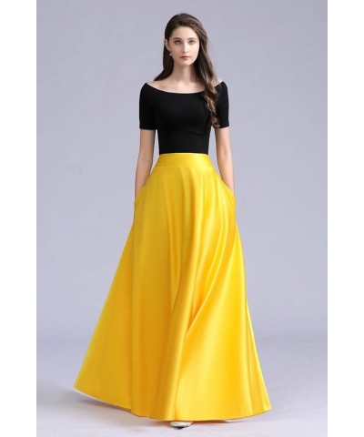 Diydress Women's Long Satin Maxi Skirt Floor Length High Waist Fomal Prom Party Skirts with Pockets Peach $23.75 Skirts