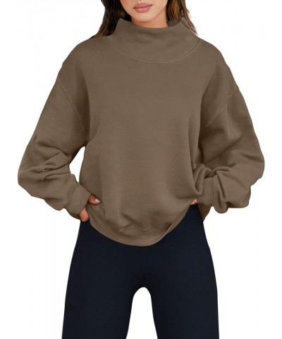 Womens Oversized Sweatshirts Turtleneck Pullover Long Sleeve Hoodies Tops Spring Outfits 2024 Clothes Brown $17.22 Hoodies & ...