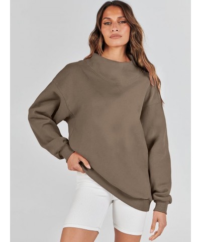 Womens Oversized Sweatshirts Turtleneck Pullover Long Sleeve Hoodies Tops Spring Outfits 2024 Clothes Brown $17.22 Hoodies & ...