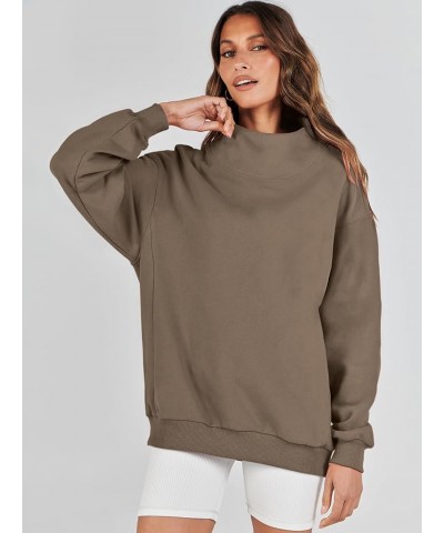 Womens Oversized Sweatshirts Turtleneck Pullover Long Sleeve Hoodies Tops Spring Outfits 2024 Clothes Brown $17.22 Hoodies & ...