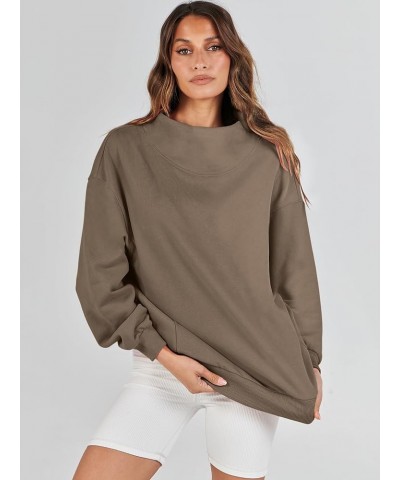 Womens Oversized Sweatshirts Turtleneck Pullover Long Sleeve Hoodies Tops Spring Outfits 2024 Clothes Brown $17.22 Hoodies & ...