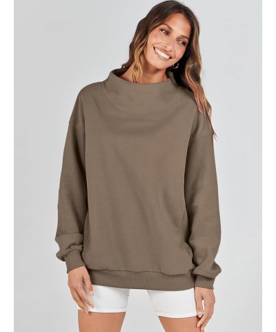 Womens Oversized Sweatshirts Turtleneck Pullover Long Sleeve Hoodies Tops Spring Outfits 2024 Clothes Brown $17.22 Hoodies & ...