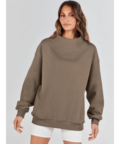 Womens Oversized Sweatshirts Turtleneck Pullover Long Sleeve Hoodies Tops Spring Outfits 2024 Clothes Brown $17.22 Hoodies & ...