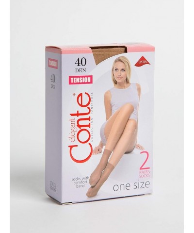 Conte Semi Opaque Anklet High Soft Nylon Socks with Reinforced Toe Tension 40 Den Tan (Bronze) 6 $10.00 Socks