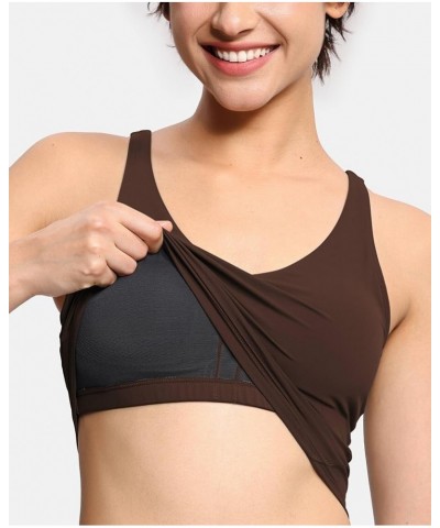 Womens' Sports Bra Longline Wirefree Padded with Medium Support Brown $14.00 Lingerie