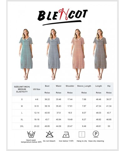 Women Summer Dress Striped Short Sleeve V Neck Sundress Casual Side Slit Beachwear T-Shirt Dresses Striped Blue White $14.85 ...