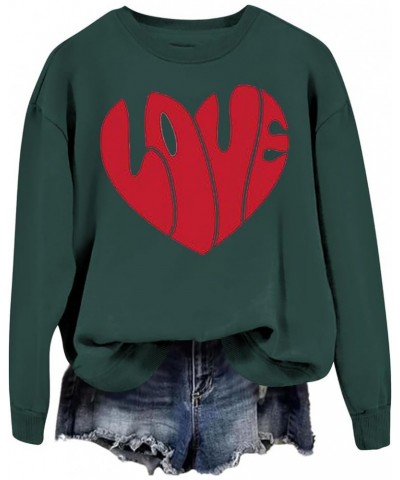 Women Valentine's Day Sweatshirts Round Neck Blouses Printed Pullover Tops Casual Love Heart Graphic Long Sleeve Shirts 1-dar...