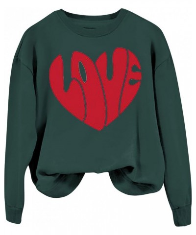 Women Valentine's Day Sweatshirts Round Neck Blouses Printed Pullover Tops Casual Love Heart Graphic Long Sleeve Shirts 1-dar...