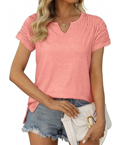 Womens Casual V Neck Loose Tops Summer T Shirts Fit Flowy Short Sleeve Shirts Large Pink $10.79 T-Shirts