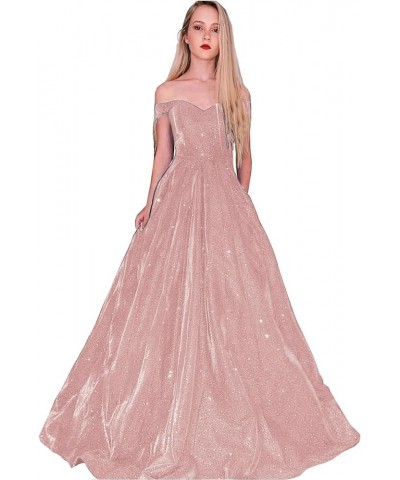 Prom Dresses Long A Line with Pockets Formal Evening Ball Gowns with Sleeves Glitter Party Dress 2024 Dusty Pink $38.00 Dresses