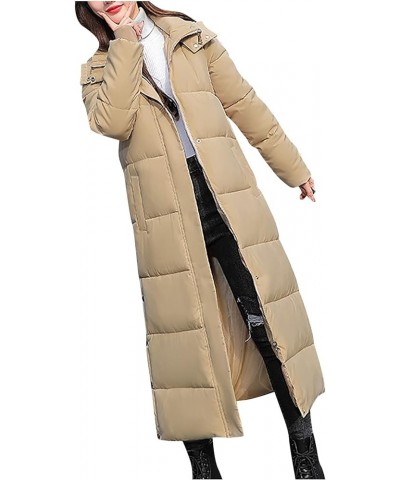 Women Down Puffer Coat Long Lightweight Jacket with Hood Bubble Coat Plus Size Quilted Parka Winter Hoodies Khaki $20.67 Jackets