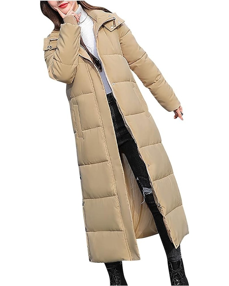 Women Down Puffer Coat Long Lightweight Jacket with Hood Bubble Coat Plus Size Quilted Parka Winter Hoodies Khaki $20.67 Jackets