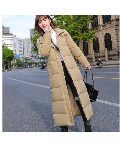 Women Down Puffer Coat Long Lightweight Jacket with Hood Bubble Coat Plus Size Quilted Parka Winter Hoodies Khaki $20.67 Jackets