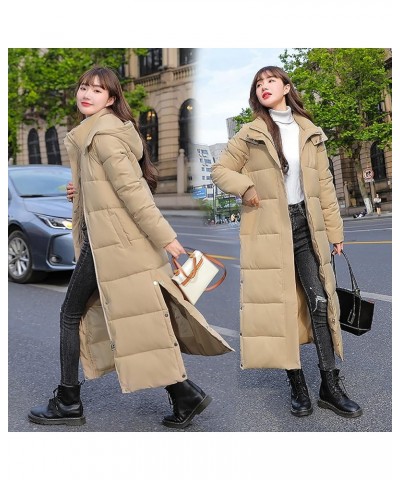 Women Down Puffer Coat Long Lightweight Jacket with Hood Bubble Coat Plus Size Quilted Parka Winter Hoodies Khaki $20.67 Jackets