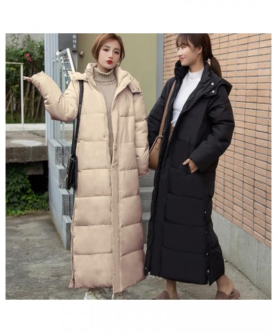 Women Down Puffer Coat Long Lightweight Jacket with Hood Bubble Coat Plus Size Quilted Parka Winter Hoodies Khaki $20.67 Jackets