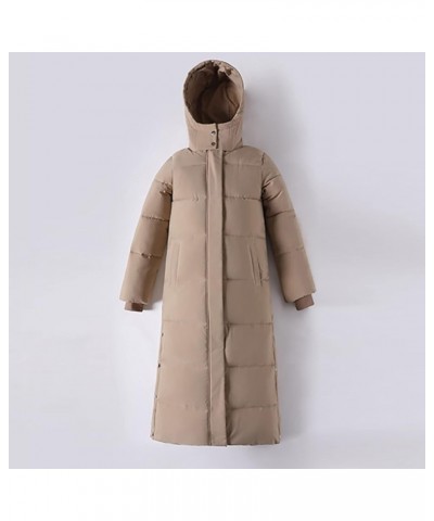 Women Down Puffer Coat Long Lightweight Jacket with Hood Bubble Coat Plus Size Quilted Parka Winter Hoodies Khaki $20.67 Jackets