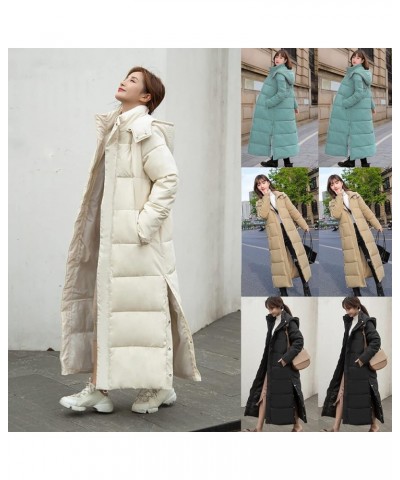 Women Down Puffer Coat Long Lightweight Jacket with Hood Bubble Coat Plus Size Quilted Parka Winter Hoodies Khaki $20.67 Jackets