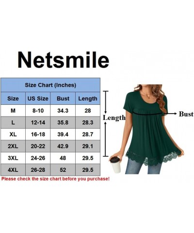 Women's Tunic Tops 2024 Short Sleeve T-Shirts Summer Casual Hide Belly Elastic Shirt with Lace Hem Lace Hem-black $10.39 Tops