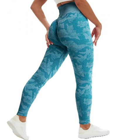 Women High Waist Workout Gym Butt Lift Seamless Leggings Yoga Pants Tights Camo Teal $13.80 Leggings