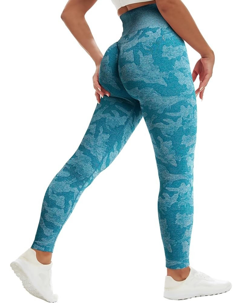 Women High Waist Workout Gym Butt Lift Seamless Leggings Yoga Pants Tights Camo Teal $13.80 Leggings